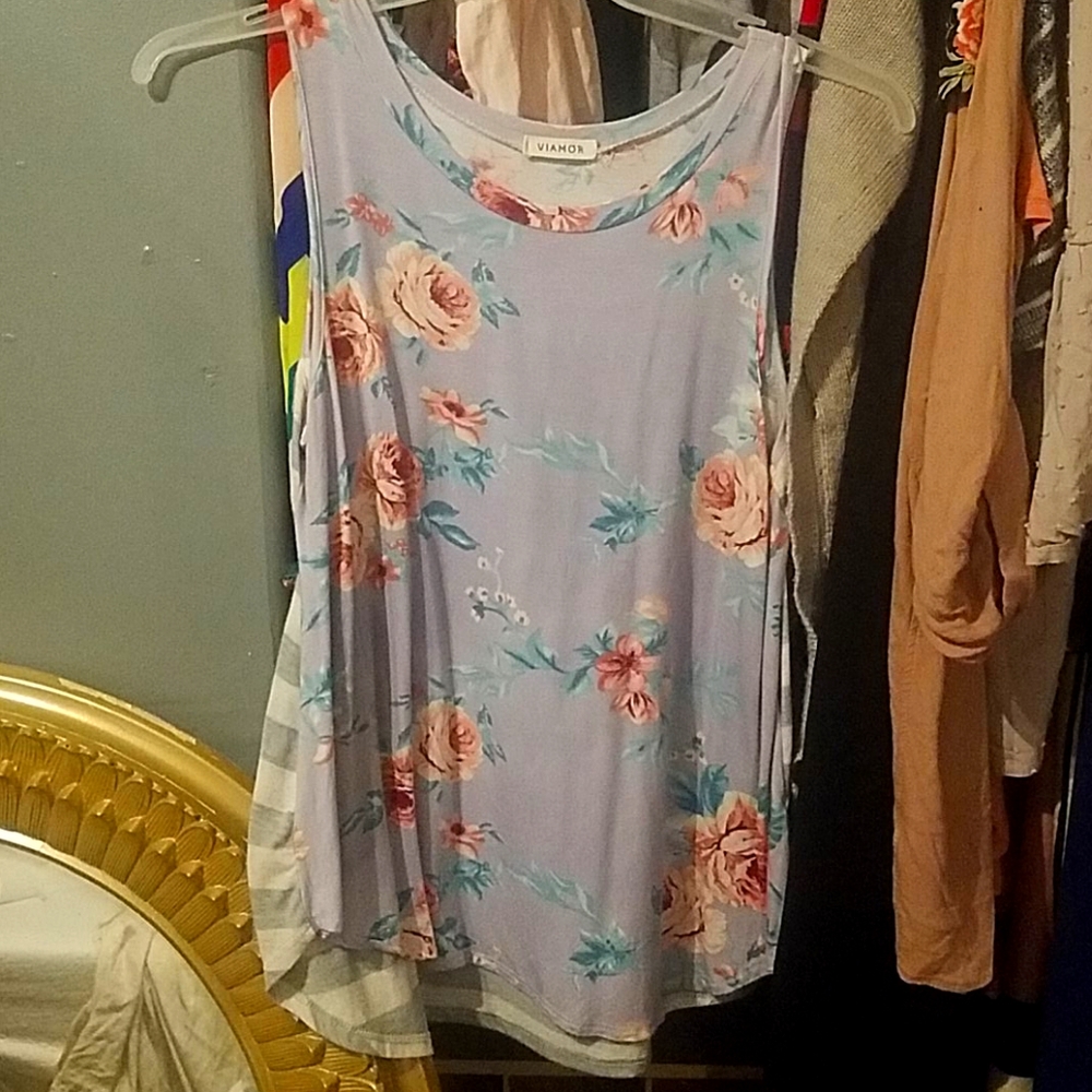 Pretty Floral and Stripe Tank